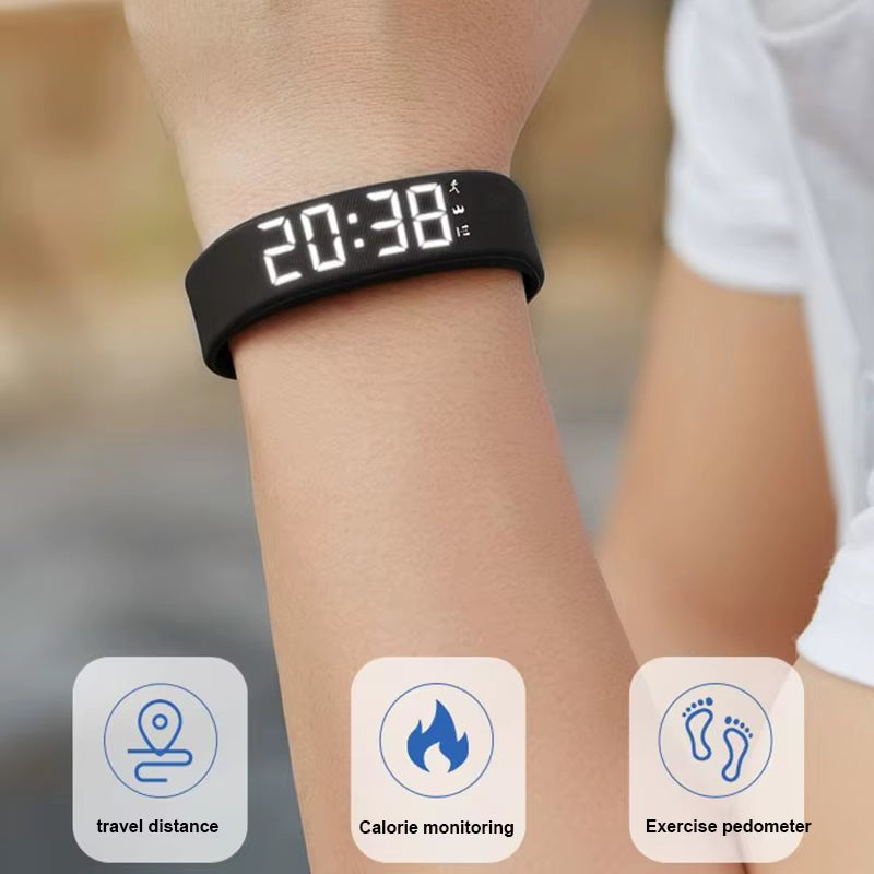 Smart Bracelet LED Digital Waterproof Smart Clock Smartband with Running Pedometer Monitor Smart Band Vibration Alarm Reminder